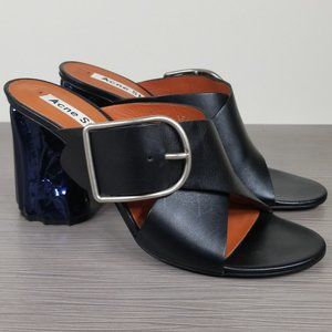 Acne Studios Olej Sandal Black with Blue Scupted Heel Womens Size 8-8.5 /40 $880